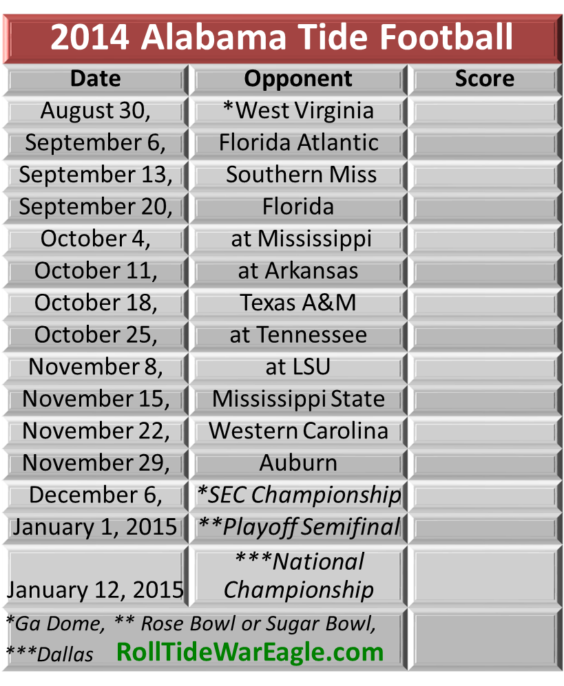 College Football Schedules 2014 All around the SEC