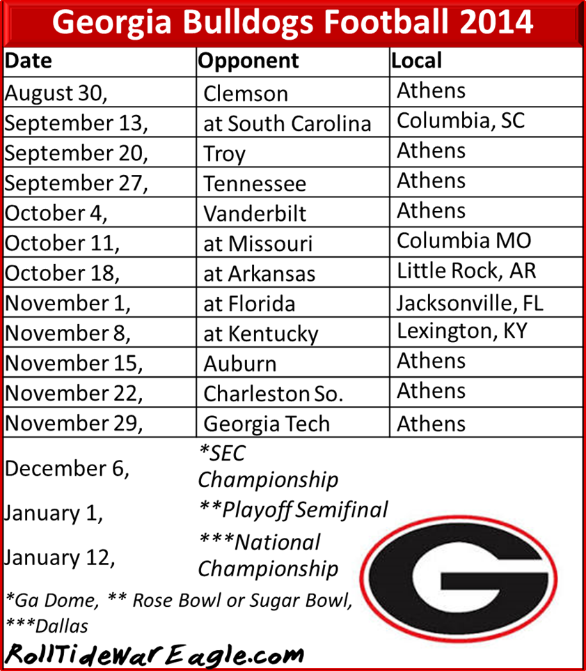 Uga Football Schedule 2024 Printable